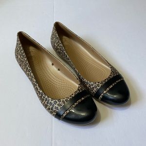 Crocs Leopard Print round toe flat size 9